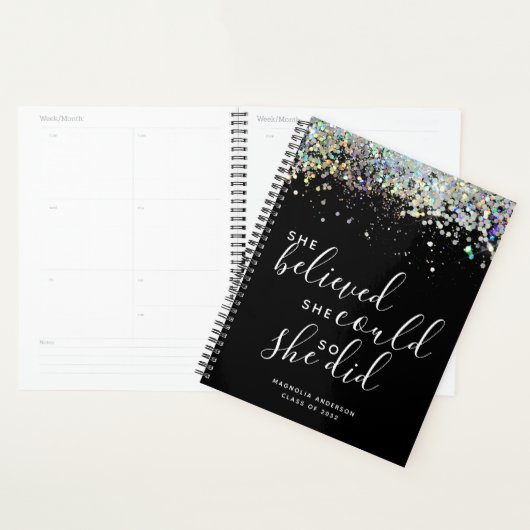 Black Glitter dacht dat ze Afstuderen kon maken Planner (Display)