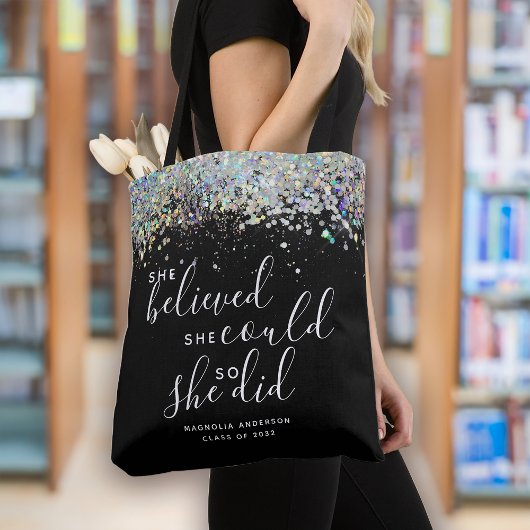 Black Glitter dacht dat ze Afstuderen kon maken Tote Bag