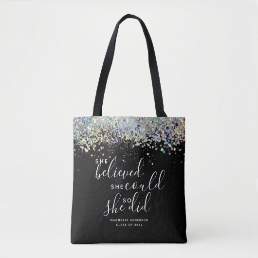 Black Glitter dacht dat ze Afstuderen kon maken Tote Bag (Voorkant)