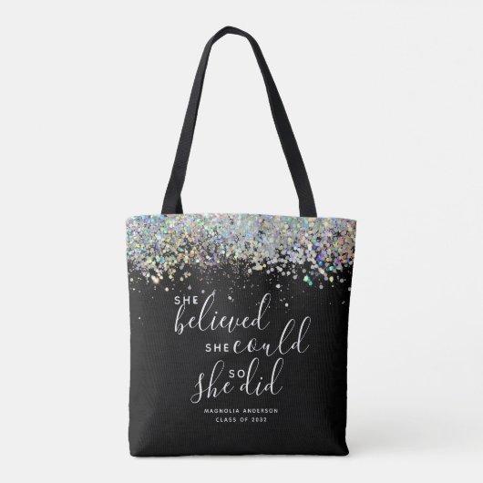 Black Glitter dacht dat ze Afstuderen kon maken Tote Bag (Achterkant)