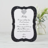 Black Glitter Diamond Heart, gemaakt van eerwaarde Kaart (Staand voorkant)