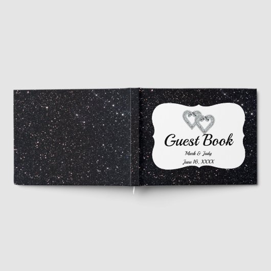 Black Glitter Diamond Hearts Gastenboek (Volledig)