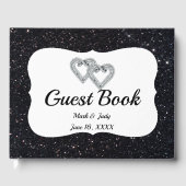 Black Glitter Diamond Hearts Gastenboek (Voorkant)