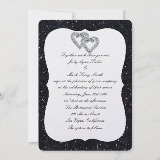Black Glitter Diamond Hearts Weddenschap Kaart (Voorkant)
