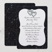 Black Glitter Diamond Hearts Weddenschap Kaart (Voorkant / Achterkant)