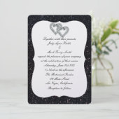 Black Glitter Diamond Hearts Weddenschap Kaart (Staand voorkant)