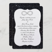 Black Glitter Diamond Infinity bruiloft uitnodigin Kaart (Voorkant / Achterkant)