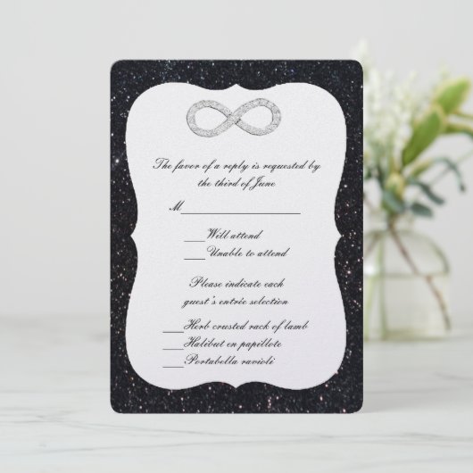 Black Glitter Diamond Infinity Response Kaart (Staand voorkant)