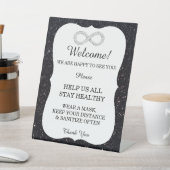 Black Glitter Diamond Infinity Wedding Safety Reclamebord Met Voetstuk (Insitu)