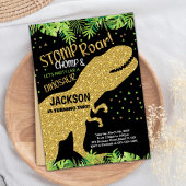 Black Glitter Dinosaurus Verjaardag Uitnodigingen