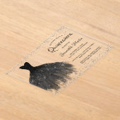 Black Glitter Dress Script Quinceañera Party Acryl Uitnodigingen (Laagn)