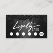 Black Glitter Drift Typografie Beauty Salon Klantenkaartje (Voorkant)