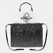 Black Glitter druppels gepersonaliseerd Schort (Voorkant)