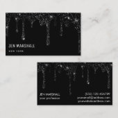 Black Glitter druppels ontwerp Visitekaartje (Voorkant / Achterkant)