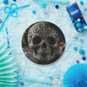 Black Glitter Glam Sparkle Skull Gothic Papieren Bordje (Feest)