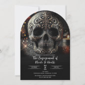 Black Glitter Glam Sparkle Skull Gothic Verloving Kaart (Voorkant)