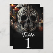 Black Glitter Glam Sparkle Skull Tafelnummer (Voorkant / Achterkant)