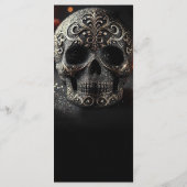 Black Glitter Glam Sparkle Skull Wedding Menu (Achterkant)