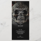 Black Glitter Glam Sparkle Skull Wedding Program Programmakaart (Achterkant)