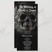 Black Glitter Glam Sparkle Skull Wedding Program Programmakaart (Voorkant / Achterkant)