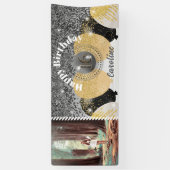 Black Glitter & Glitter Ballonnen Sweet 16 Verjaar Spandoek (Verticaal)