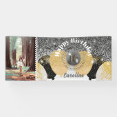 Black Glitter & Glitter Ballonnen Sweet 16 Verjaar Spandoek (Horizontaal)