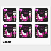 Black Glitter Glitter Birthday Party Vierkante Sticker (Vel)