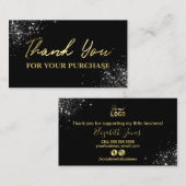 Black Glitter Gold Hartelijk dank voor uw aankoop Visitekaartje (Voorkant / Achterkant)