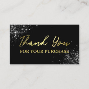 Black Glitter Gold Hartelijk dank voor uw aankoop Visitekaartje