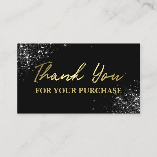 Black Glitter Gold Hartelijk dank voor uw aankoop Visitekaartje (Voorkant)