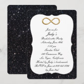 Black Glitter Gold Infinity Bachelorette Party Kaart (Voorkant / Achterkant)
