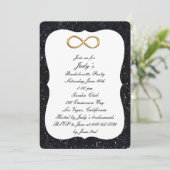 Black Glitter Gold Infinity Bachelorette Party Kaart (Staand voorkant)