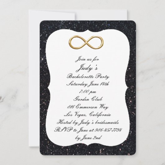 Black Glitter Gold Infinity Bachelorette Party Kaart (Voorkant)