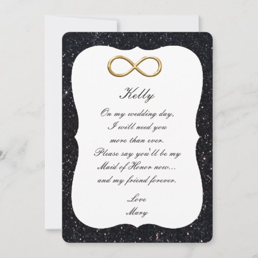 Black Glitter Gold Infinity, gemaakt van edelmoedi Kaart (Voorkant)