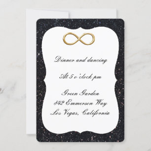 Black Glitter Gold Infinity Reception Kaart