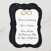 Black Glitter Gold Infinity Reception Kaart (Voorkant / Achterkant)