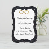 Black Glitter Gold Infinity Reception Kaart (Staand voorkant)
