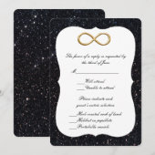 Black Glitter Gold Infinity Response Kaart (Voorkant / Achterkant)