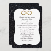 Black Glitter Gold Infinity Wedding Invitation Kaart (Voorkant / Achterkant)