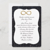 Black Glitter Gold Infinity Wedding Invitation Kaart (Voorkant)