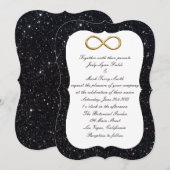 Black Glitter Gold Infinity Wedding Invitation Kaart (Voorkant / Achterkant)