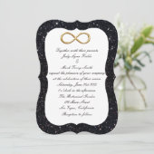 Black Glitter Gold Infinity Wedding Invitation Kaart (Staand voorkant)