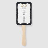 Black Glitter Gold Infinity Wedding Program Fans Handwaaier (Achterkant)