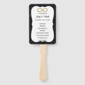 Black Glitter Gold Infinity Wedding Program Fans Handwaaier (Voorkant)