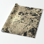 Black Glitter Gold Marble Glam Abstract Metallic Cadeaupapier (Uitgerold)
