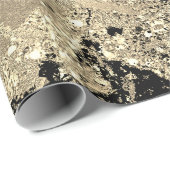 Black Glitter Gold Marble Glam Abstract Metallic Cadeaupapier (Rol Hoek)
