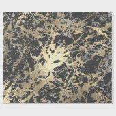 Black Glitter Gold Marble Silver Abstract Metallic Cadeaupapier (Vlak)