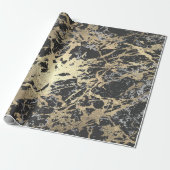 Black Glitter Gold Marble Silver Abstract Metallic Cadeaupapier (Uitgerold)