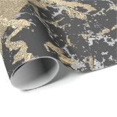Black Glitter Gold Marble Silver Abstract Metallic Cadeaupapier (Rol Hoek)