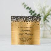 Black Glitter Gold Metallic Look 50ste verjaardag Kaart (Staand voorkant)